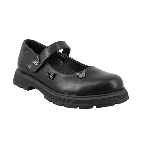 IQ KIDS 18.NOTA-205 Mαύρο Loafer Για Κορίτσια Με Μπαρέτα