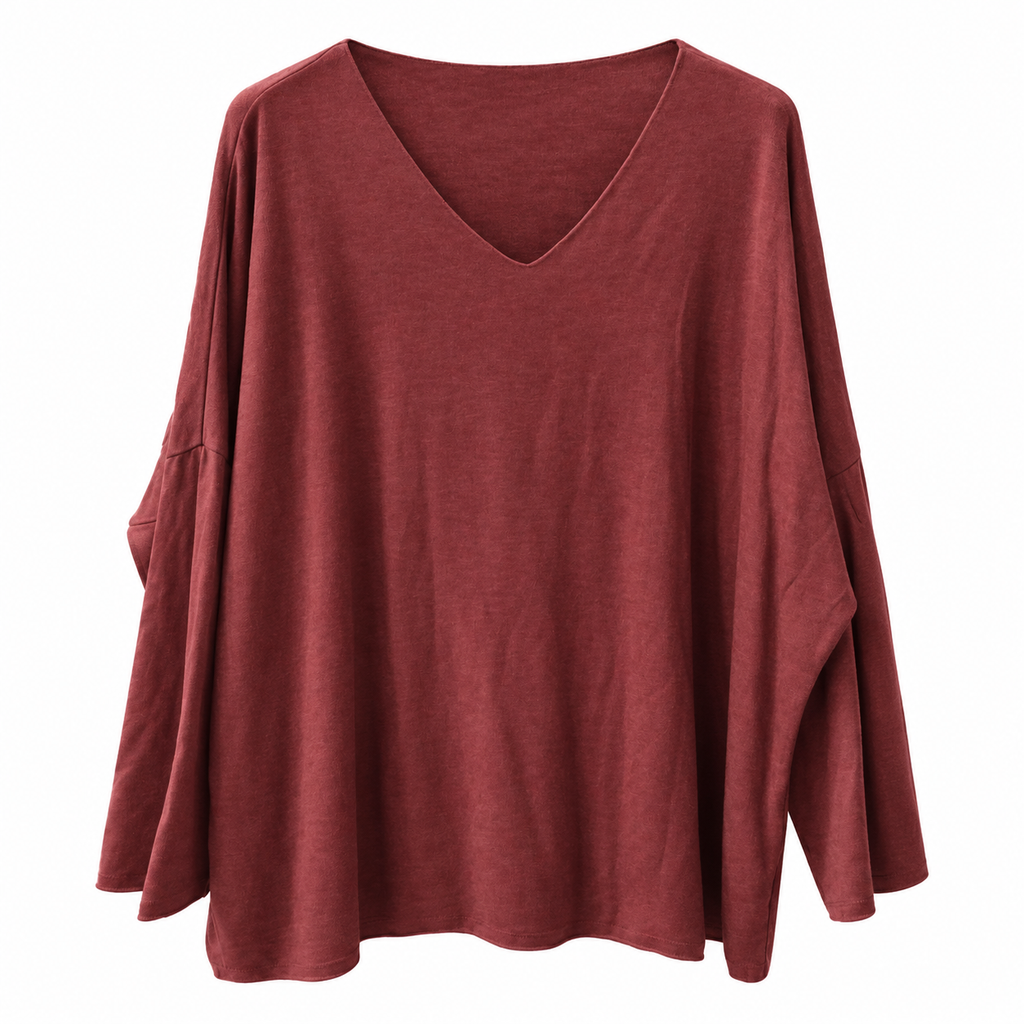 Γυναικεία Μπλούζα Oversize με V Λαιμόκοψη Plus Size