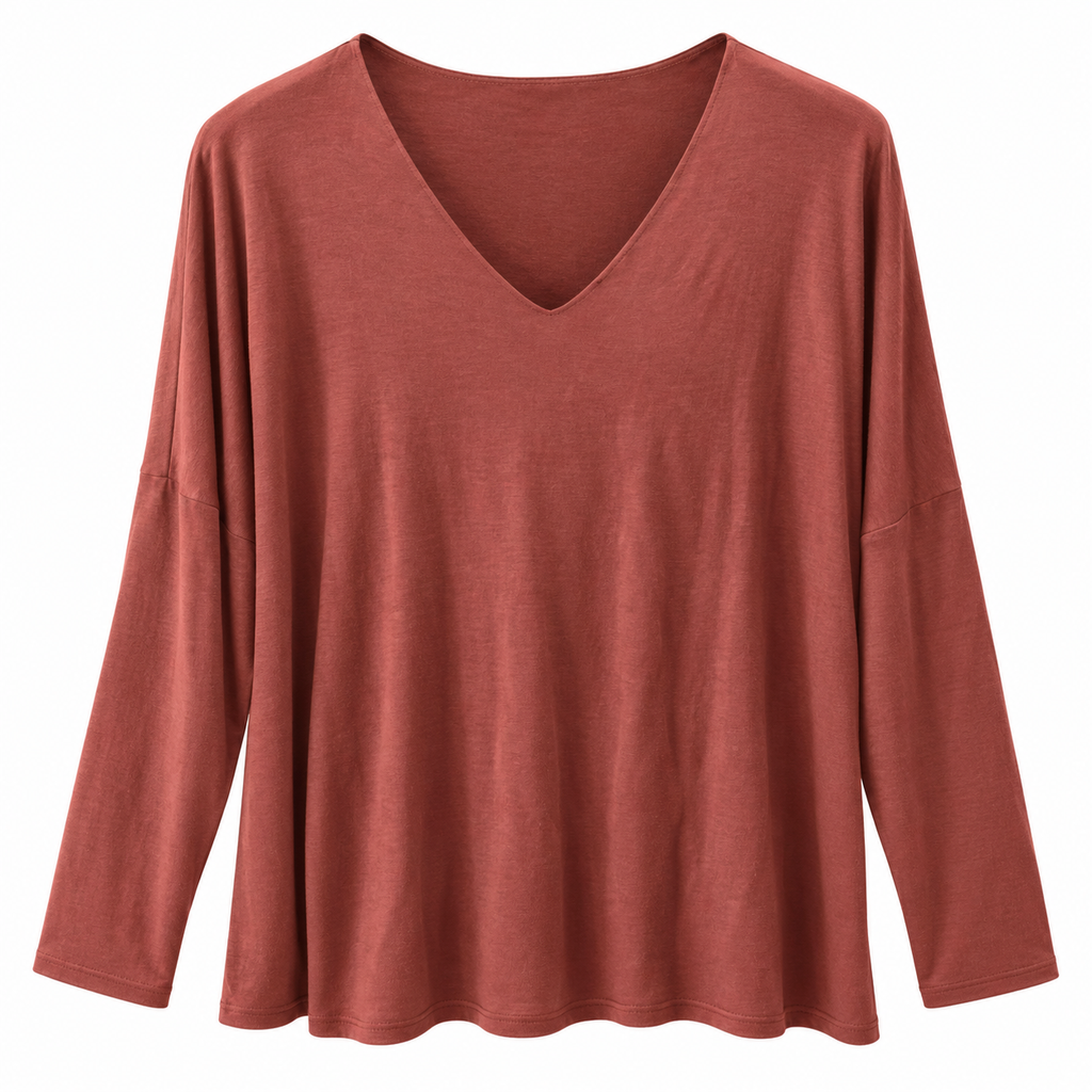 Γυναικεία Μπλούζα Oversize με V Λαιμόκοψη Plus Size