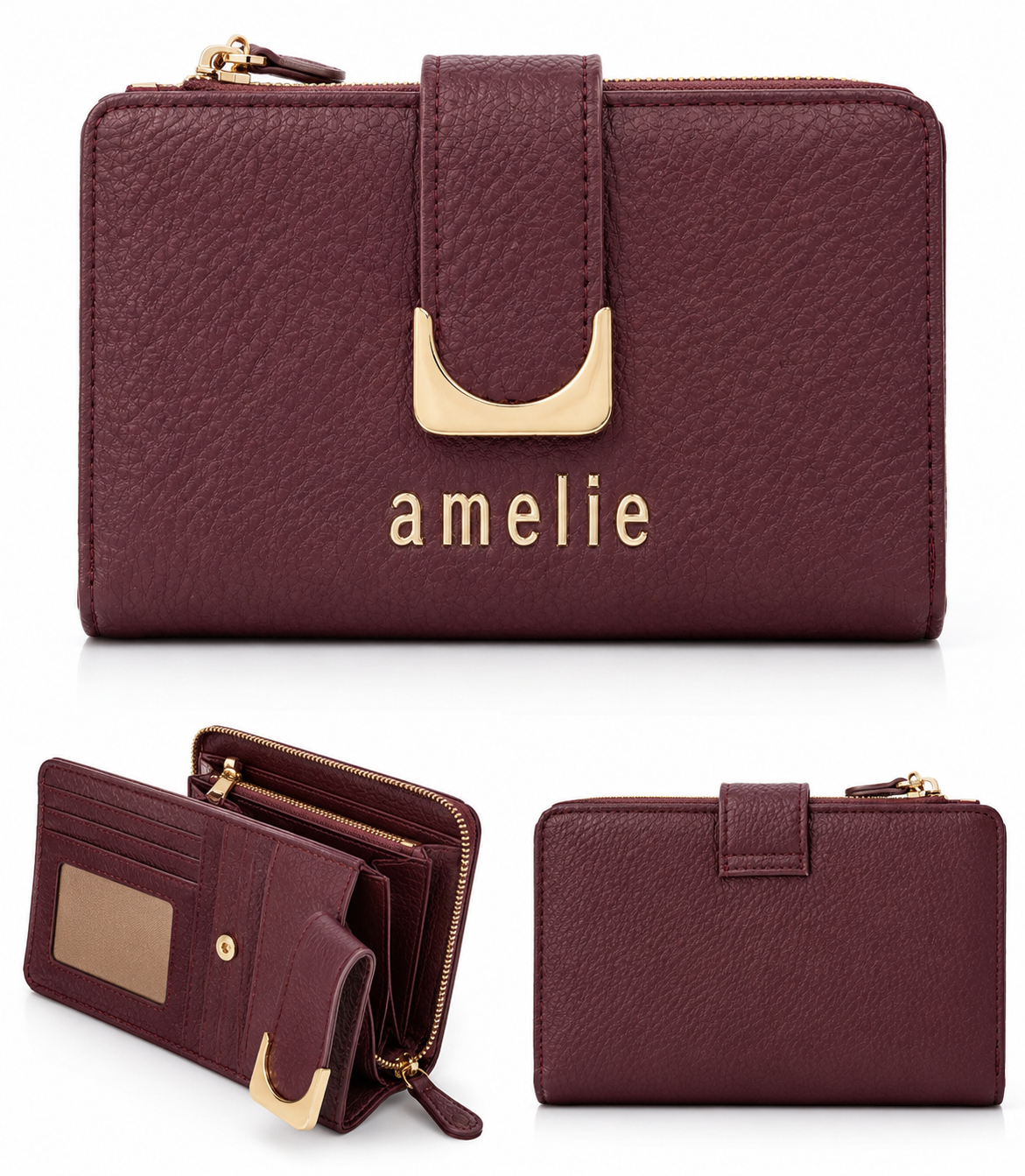 Compact Πορτοφόλι Amelie με Μεταλλική Αγκράφα