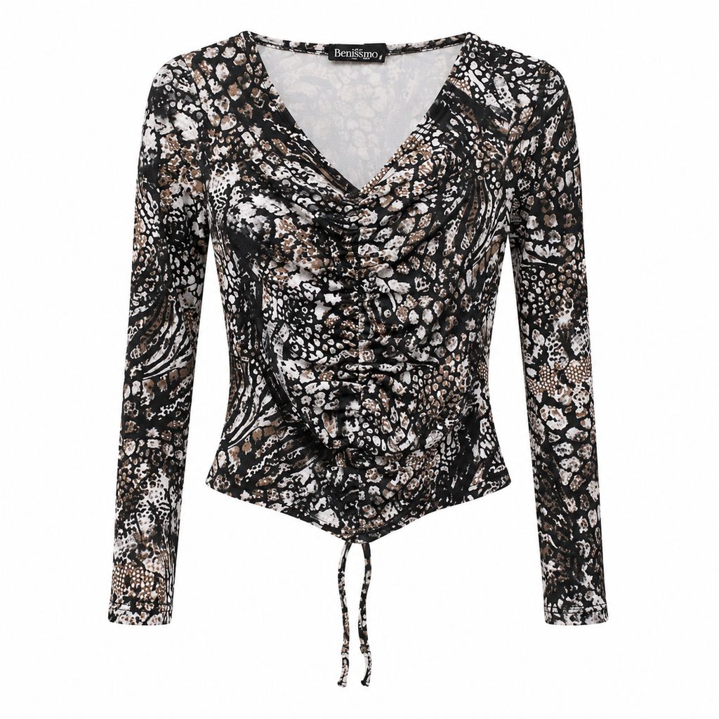 Animal Print Top με Σούρα