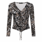 Animal Print Top με Σούρα