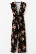 Maxi Floral Φόρεμα με Draped Μπροστινό Μέρος