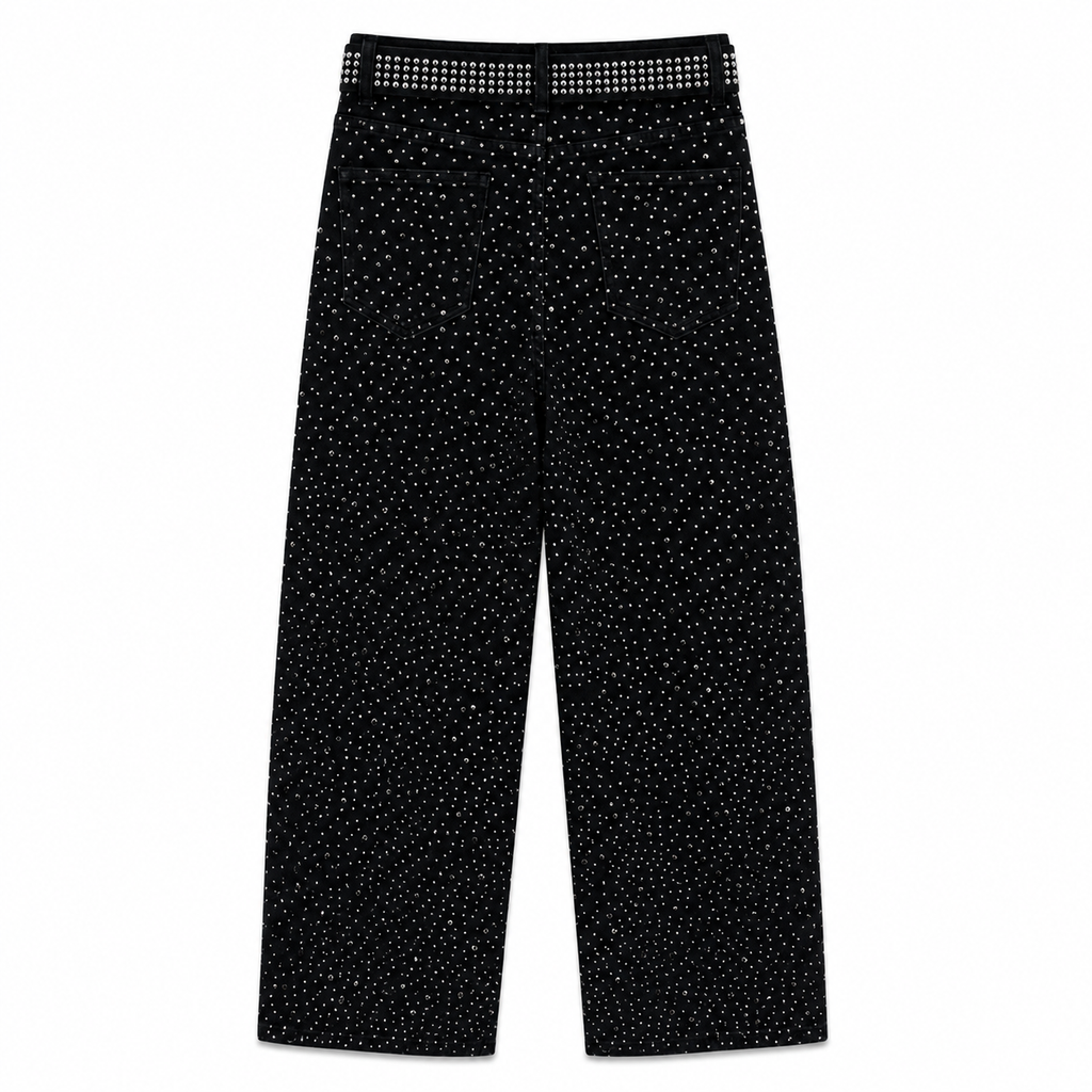 Τζιν Παντελόνι Wide Leg με Strass