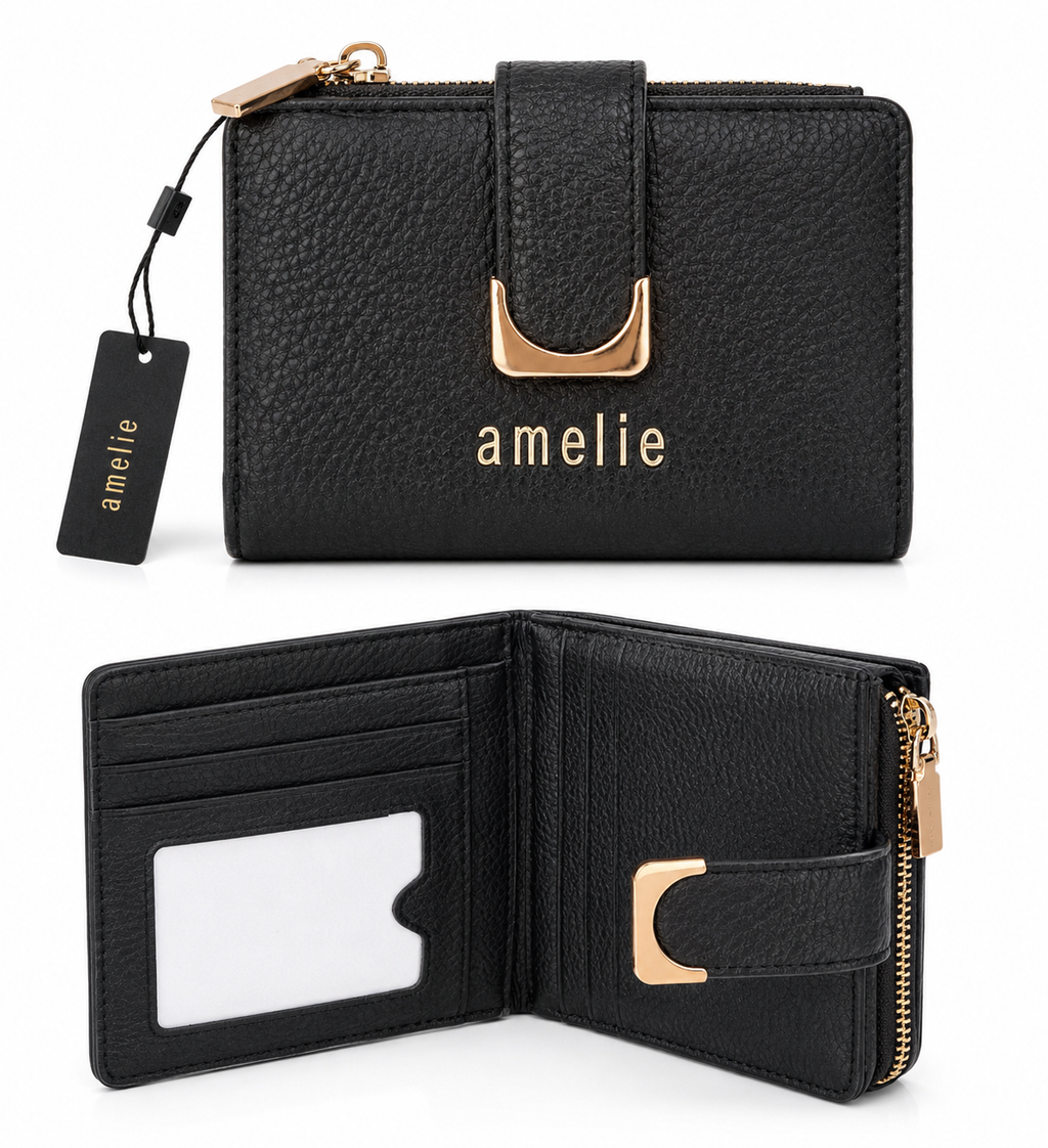 Compact Πορτοφόλι Amelie με Μεταλλική Αγκράφα