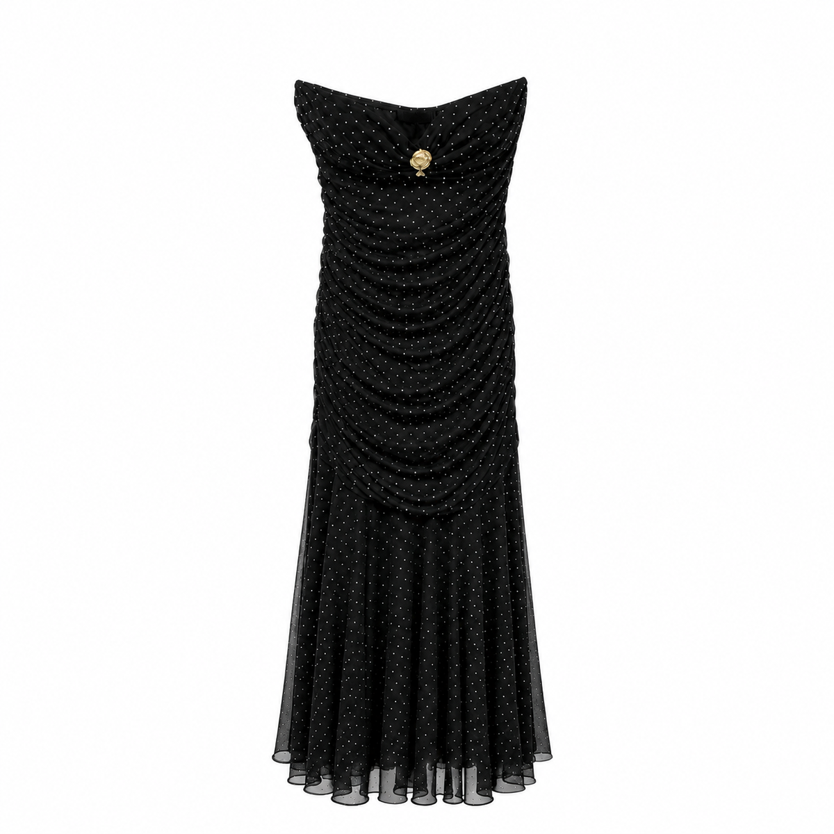 Strapless Maxi Φόρεμα με Σούρα