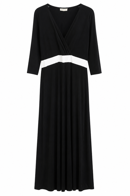Maxi Φόρεμα με Λευκή Λεπτομέρεια Plus Size