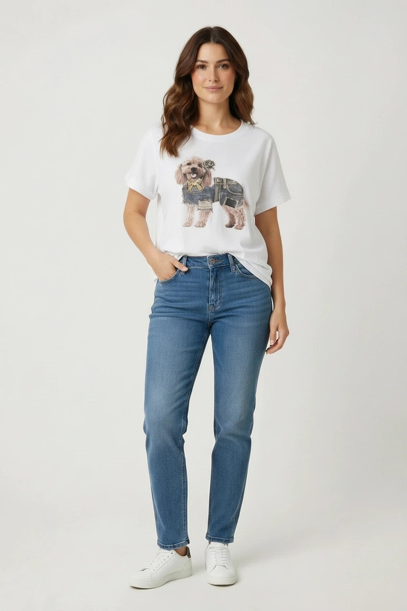 T-Shirt με fashion print σκυλάκι