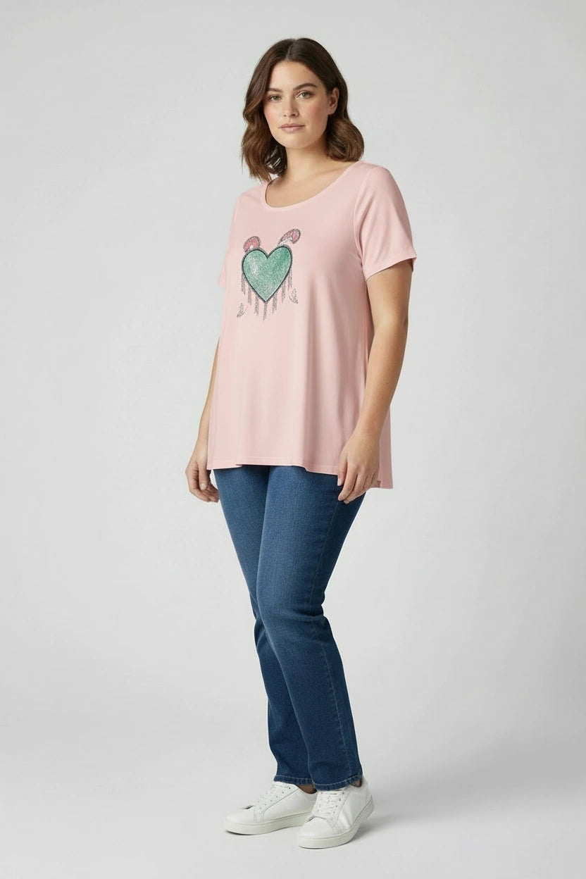 Plus size T-shirt με καρδούλα