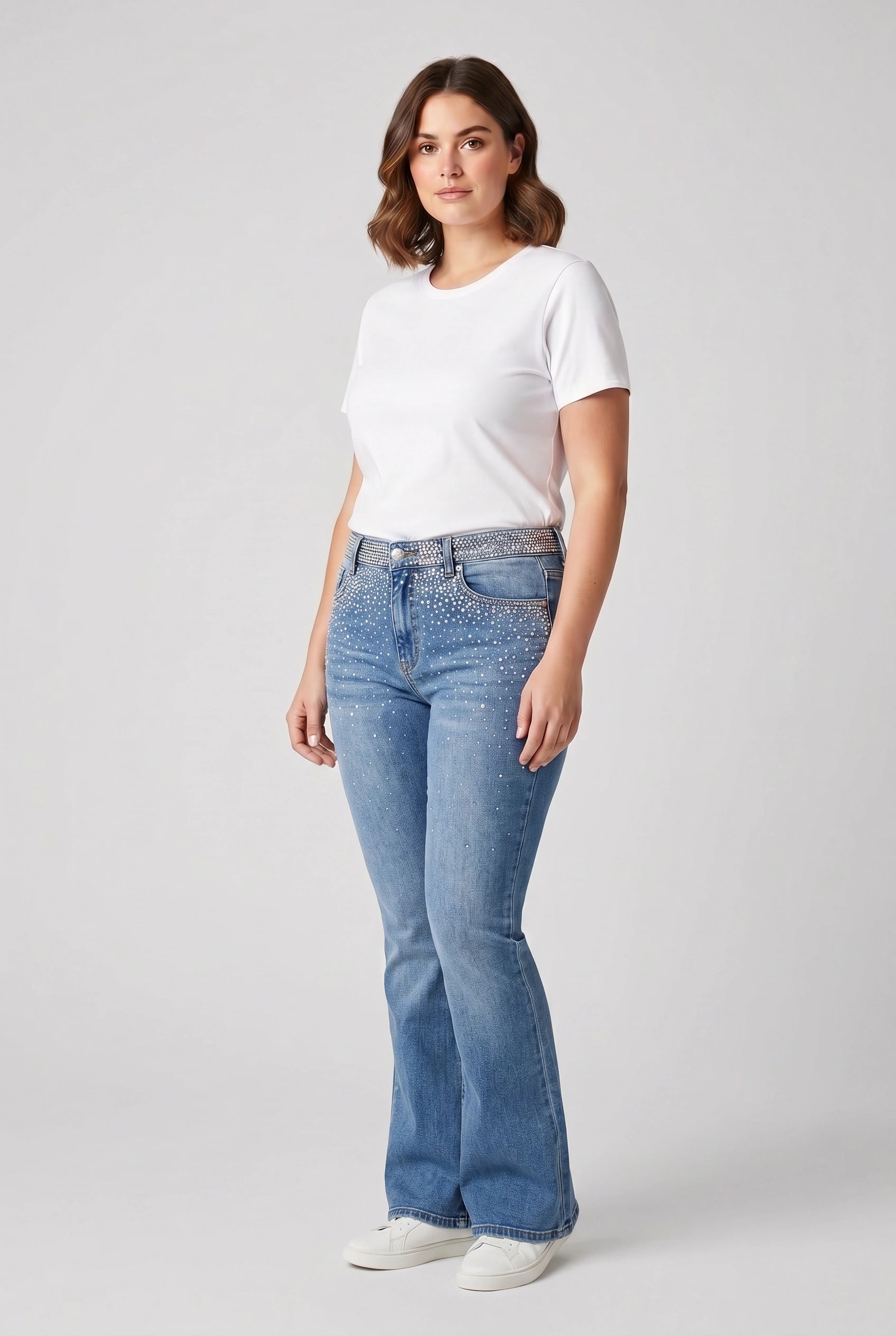 Jeans με στρας flare