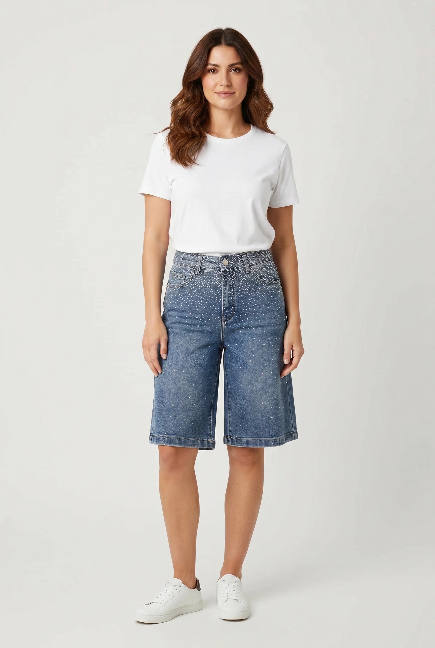 Jeans στρας βερμούδα