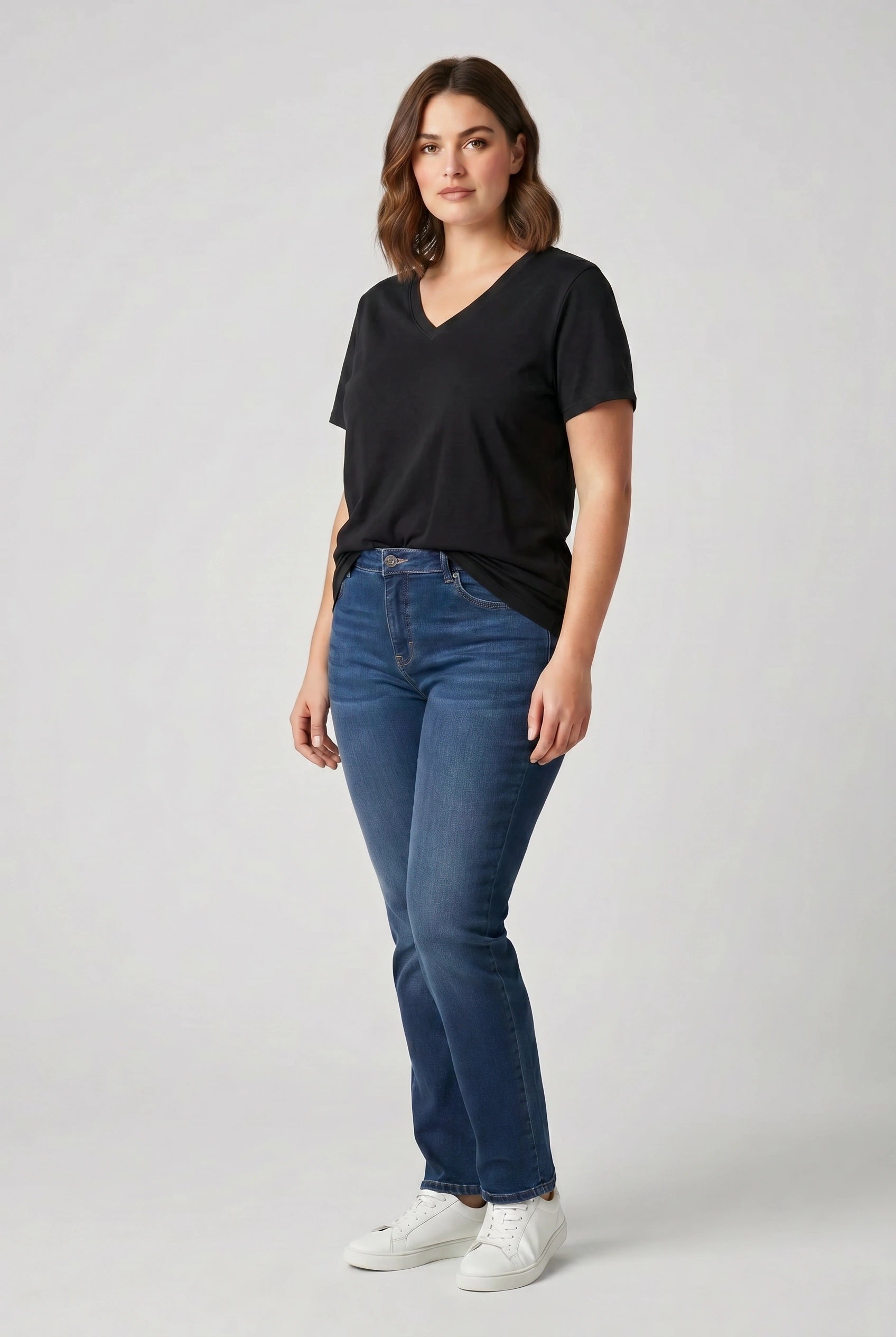 Κοντομάνικο plus size με V