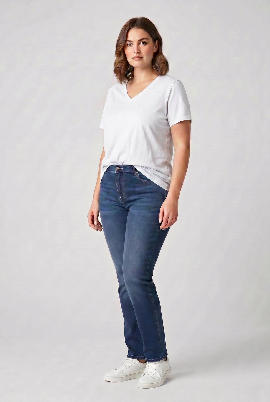 Κοντομάνικο plus size με V