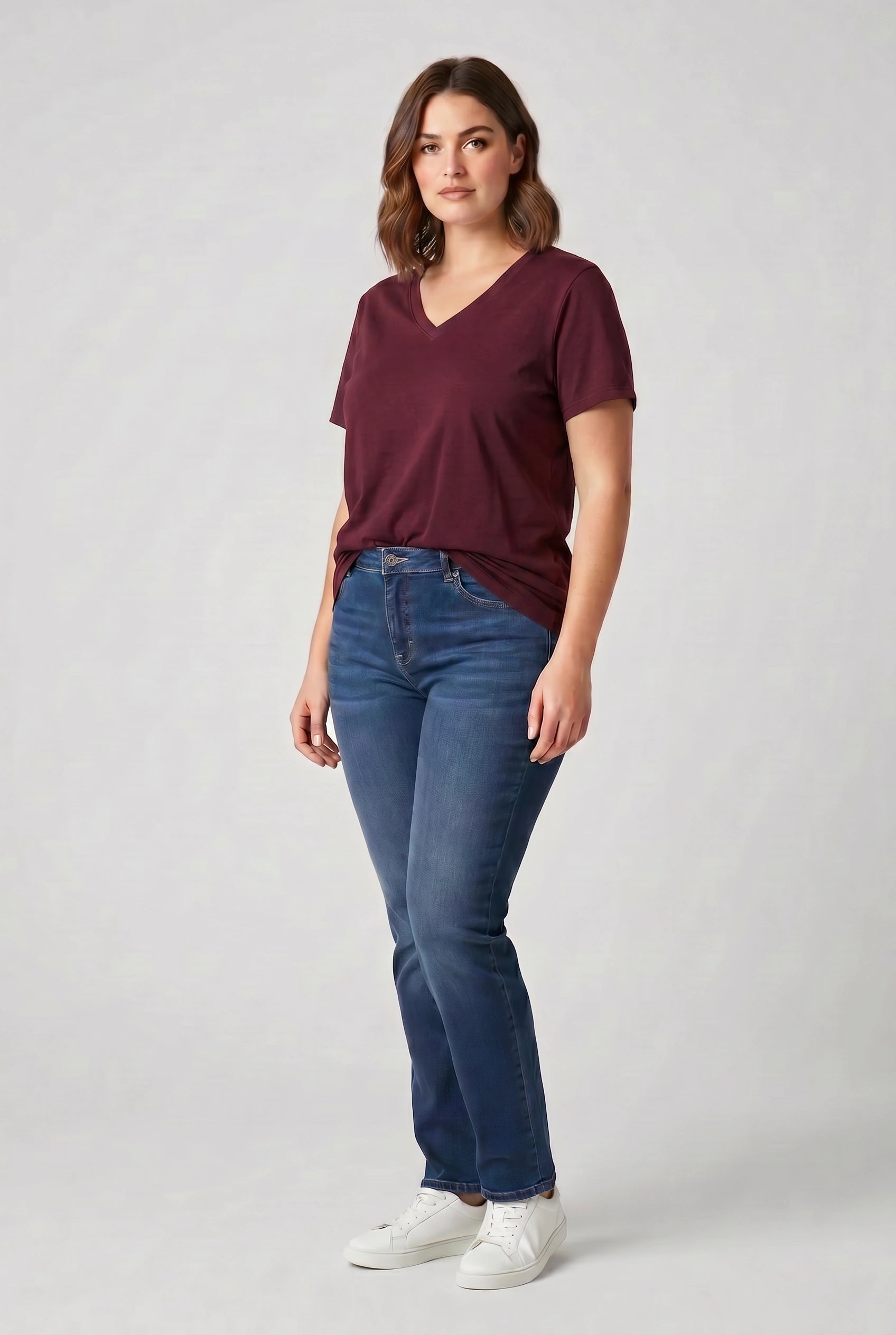 Κοντομάνικο plus size με V
