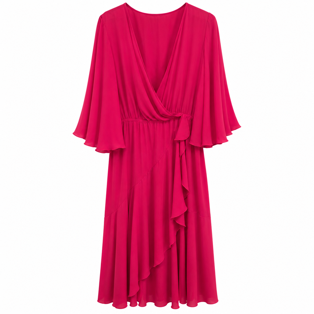 Κρουαζέ Maxi Φόρεμα με Βολάν Plus Size