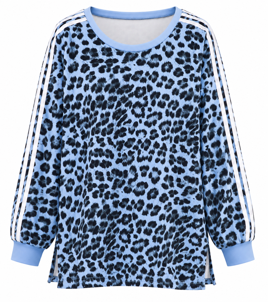 Animal Print Σετ Μπλούζα και Παντελόνα Plus Size