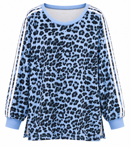 Animal Print Σετ Μπλούζα και Παντελόνα Plus Size