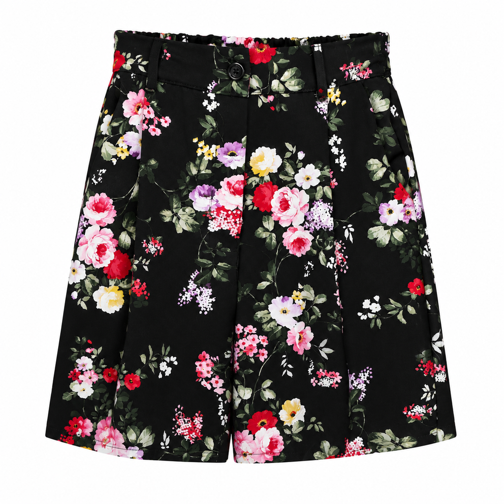 Floral Σετ Crop Top και Βερμούδα