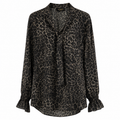 Animal Print Πουκάμισο με Δέσιμο στον Λαιμό Plus Size