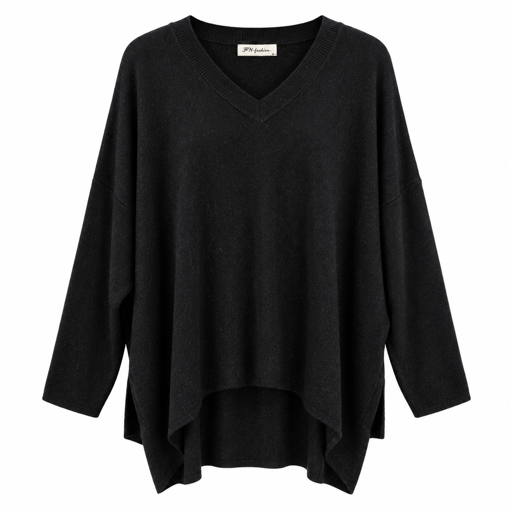 Γυναικεία Πλεκτή Oversized Μπλούζα Lurex με V