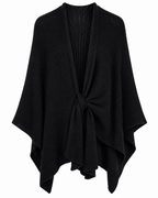 Πλεκτή Ζακέτα Poncho με Δέσιμο