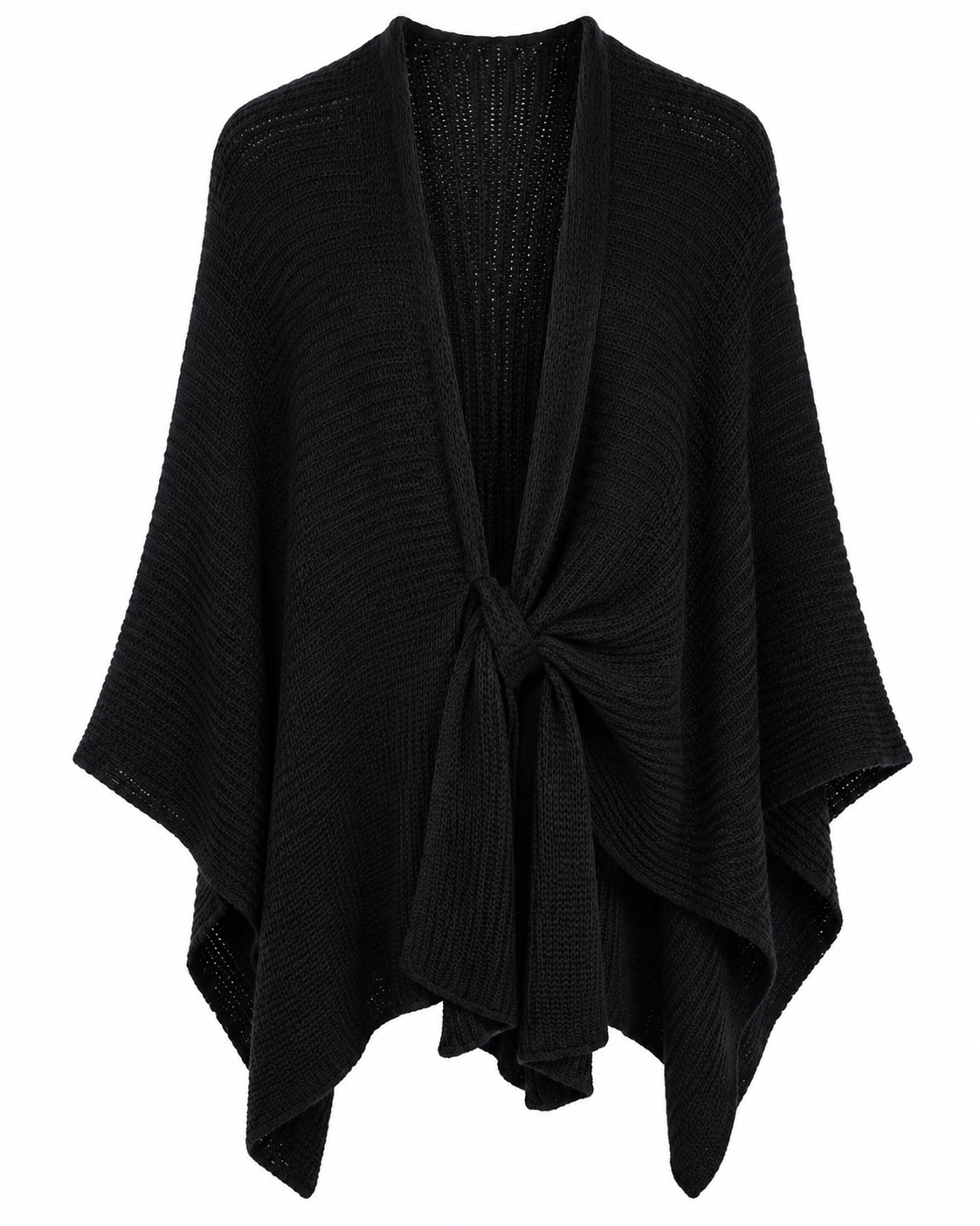 Πλεκτή Ζακέτα Poncho με Δέσιμο