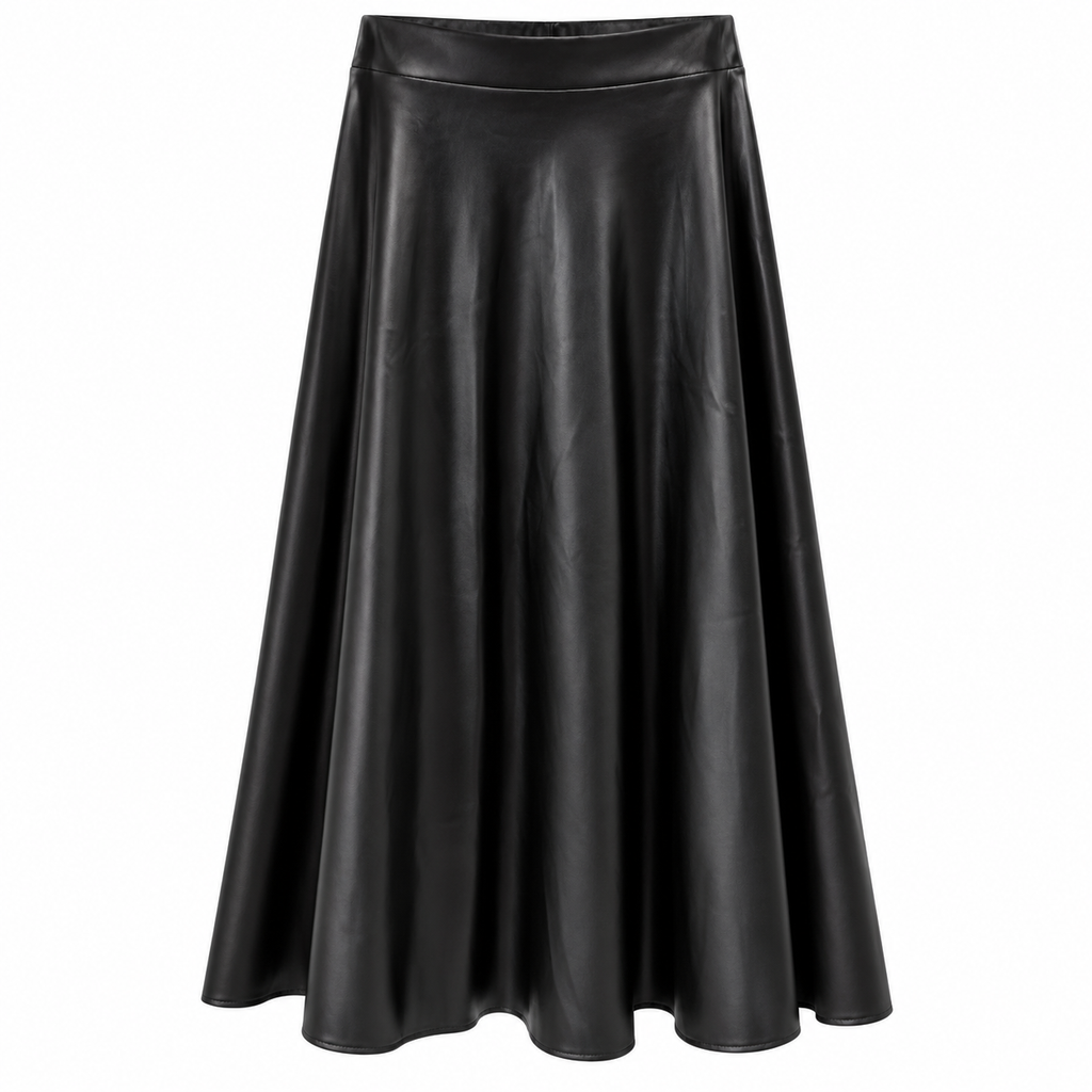 Γυναικεία Midi Φούστα από Μαλακή Δερματίνη Plus Size