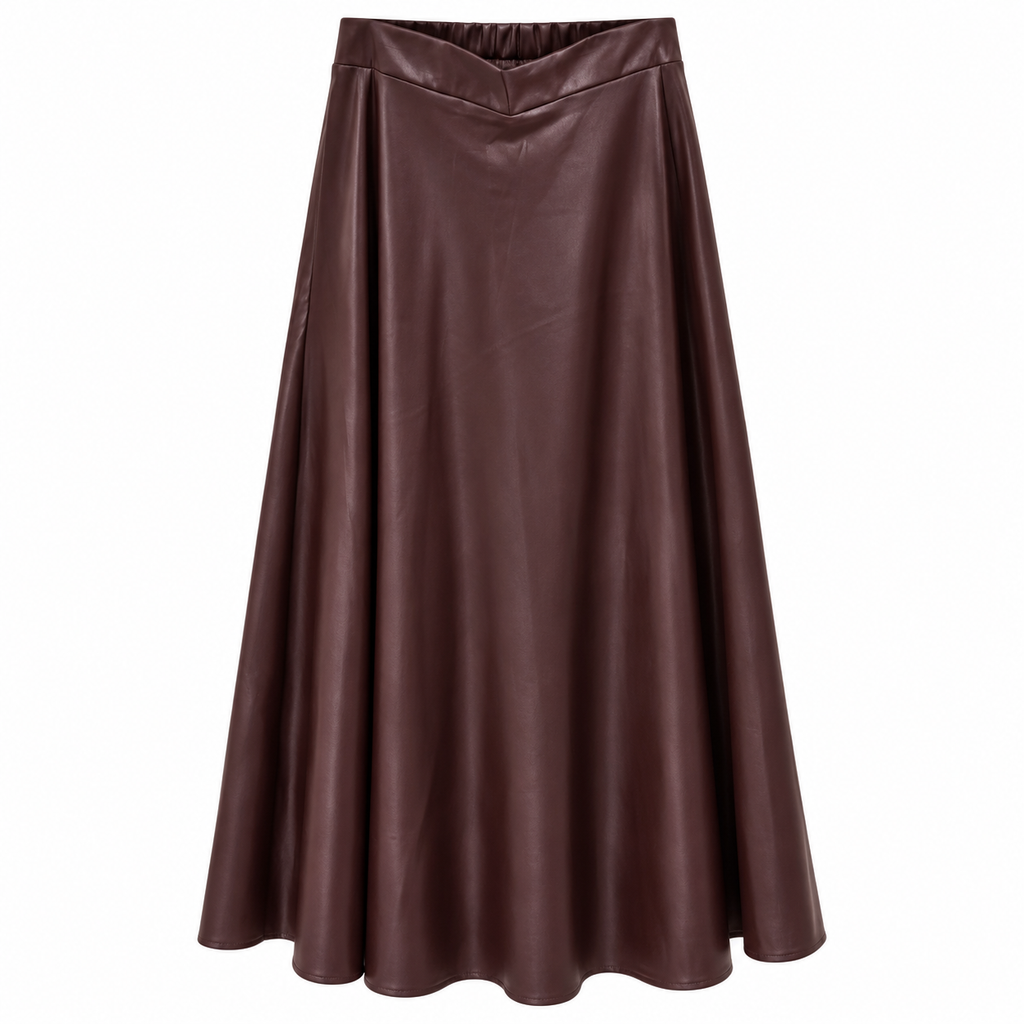 Γυναικεία Midi Φούστα από Μαλακή Δερματίνη Plus Size