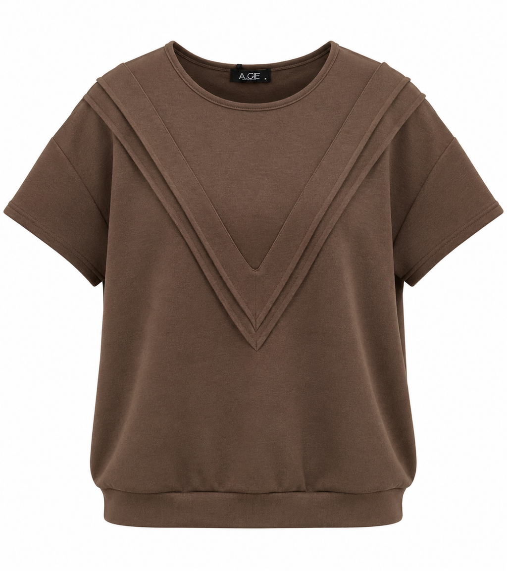 Σετ Μπλούζα με V Λεπτομέρεια και Wide Leg Παντελόνα Plus Size