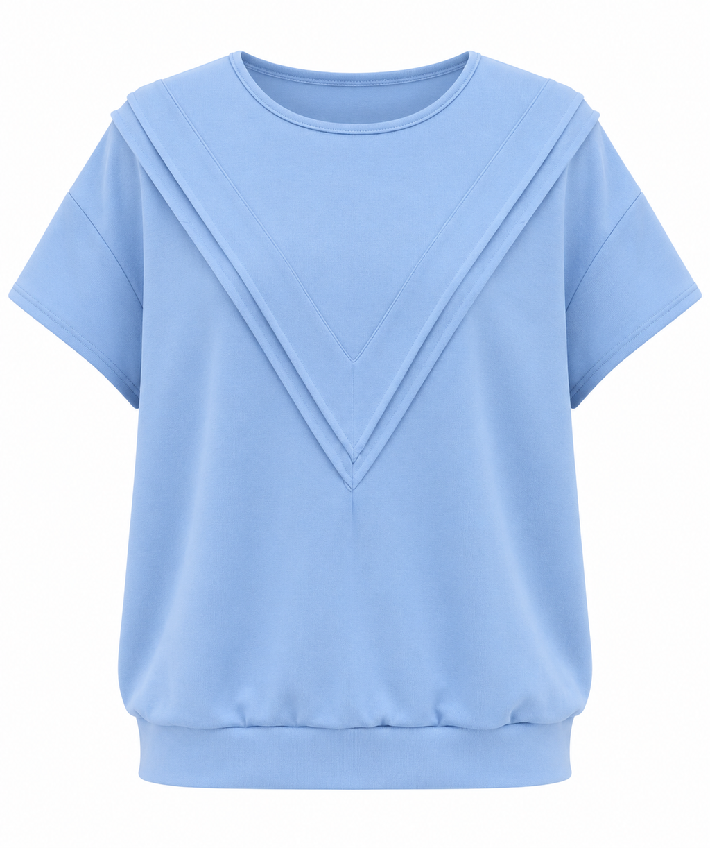 Σετ Μπλούζα με V Λεπτομέρεια και Wide Leg Παντελόνα Plus Size