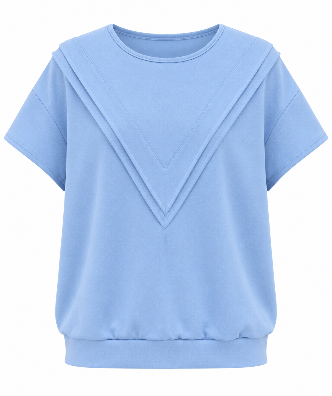 Σετ Μπλούζα με V Λεπτομέρεια και Wide Leg Παντελόνα Plus Size