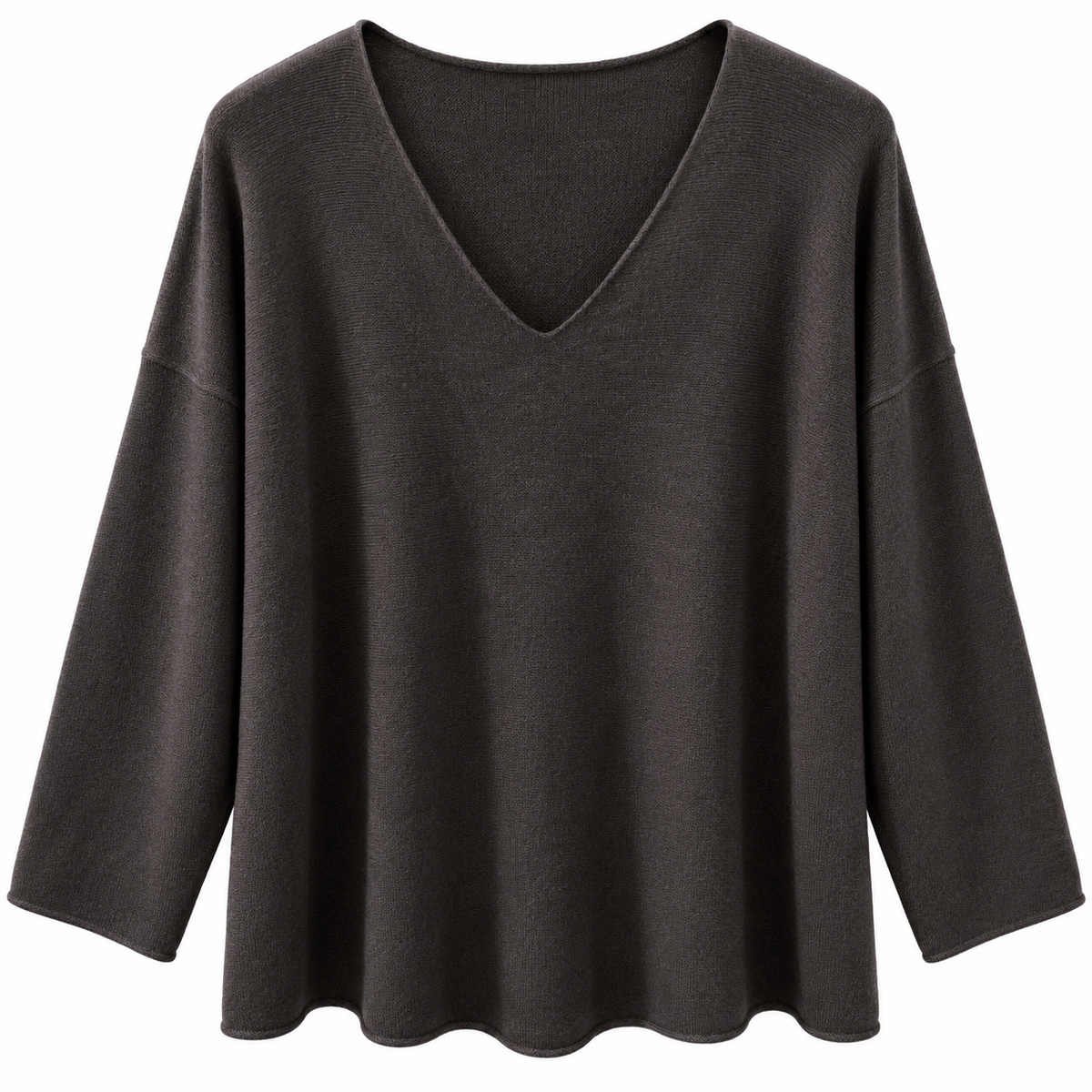Γυναικεία Πλεκτή Μπλούζα Oversize με V Λαιμόκοψη Plus Size