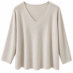 Γυναικεία Πλεκτή Μπλούζα Oversize με V Λαιμόκοψη Plus Size