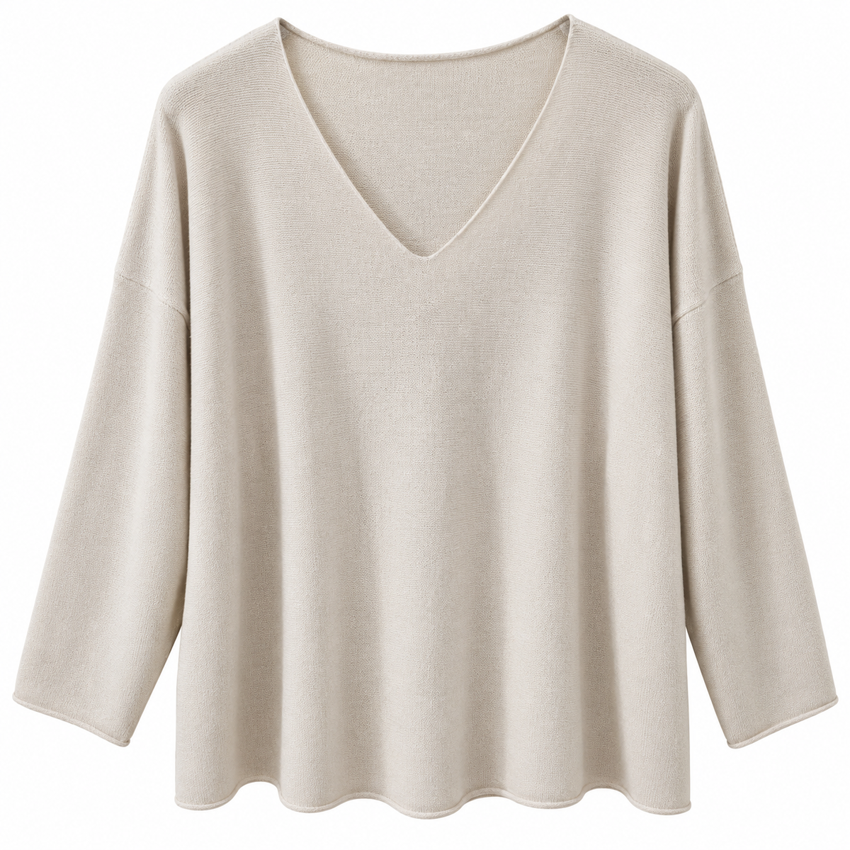 Γυναικεία Πλεκτή Μπλούζα Oversize με V Λαιμόκοψη Plus Size