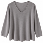 Γυναικεία Πλεκτή Μπλούζα Oversize με V Λαιμόκοψη Plus Size