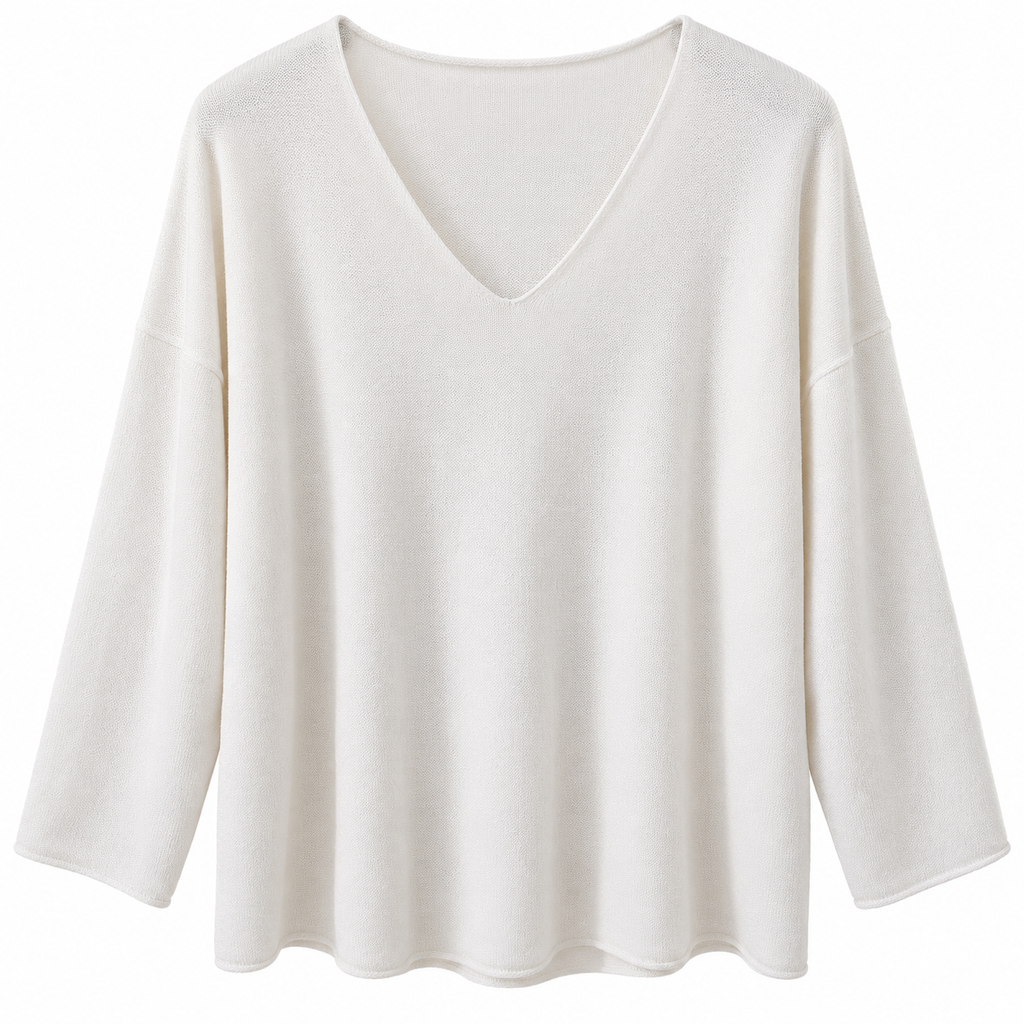 Γυναικεία Πλεκτή Μπλούζα Oversize με V Λαιμόκοψη Plus Size
