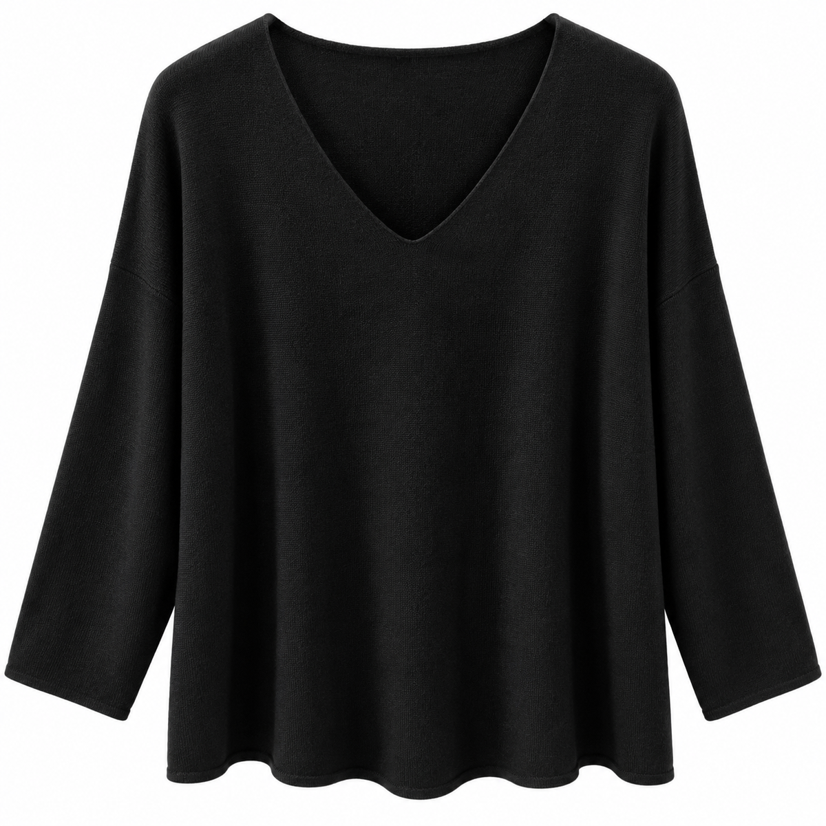 Γυναικεία Πλεκτή Μπλούζα Oversize με V Λαιμόκοψη Plus Size