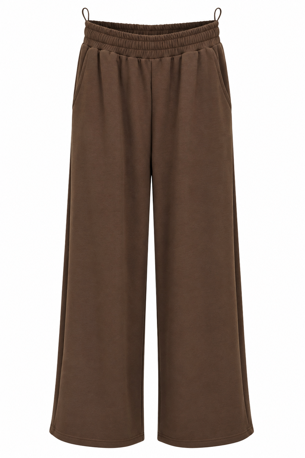 Σετ Μπλούζα με V Λεπτομέρεια και Wide Leg Παντελόνα Plus Size