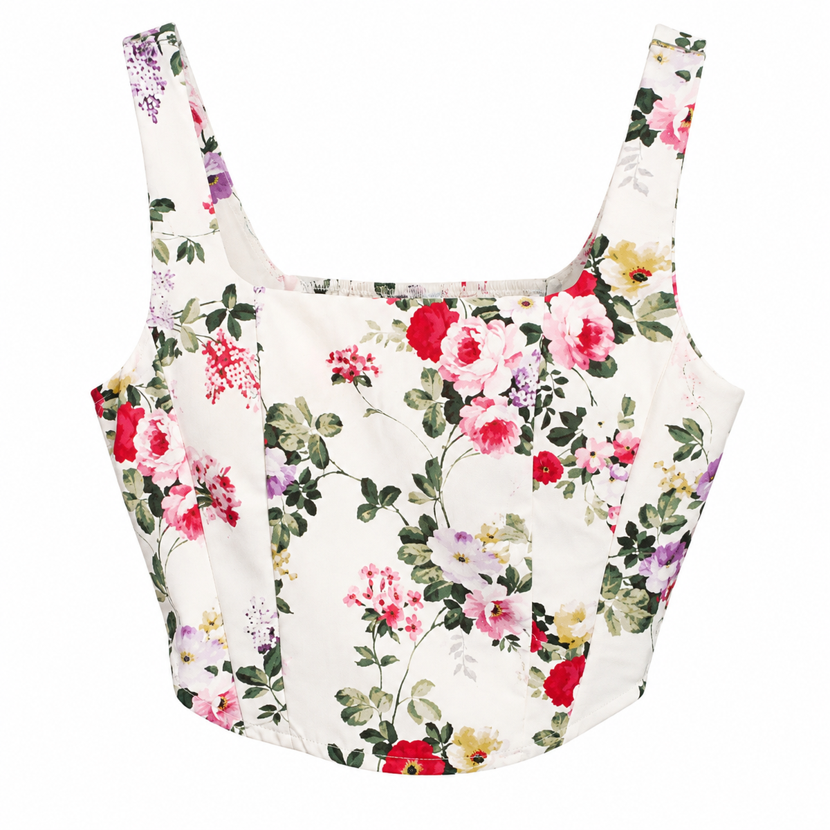 Floral Σετ Crop Top και Βερμούδα