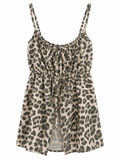Leopard Top με Λεπτές Τιράντες και Δεσίματα