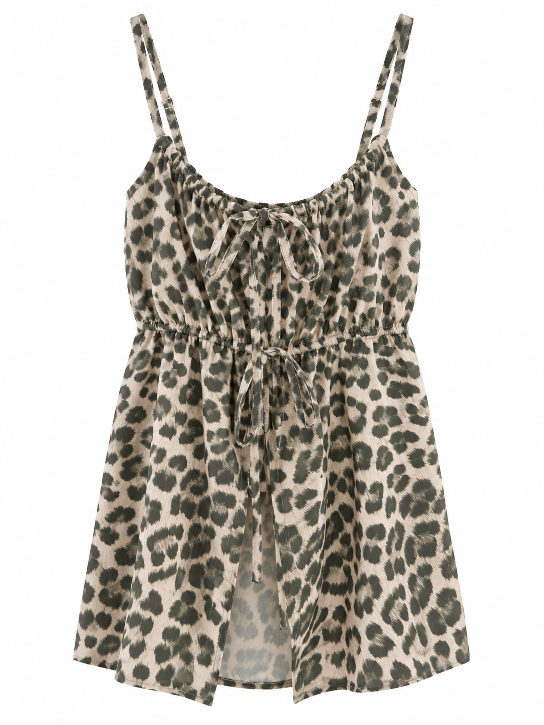 Leopard Top με Λεπτές Τιράντες και Δεσίματα