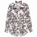 Γυναικείο Floral Πουκάμισο Καφέ Plus Size