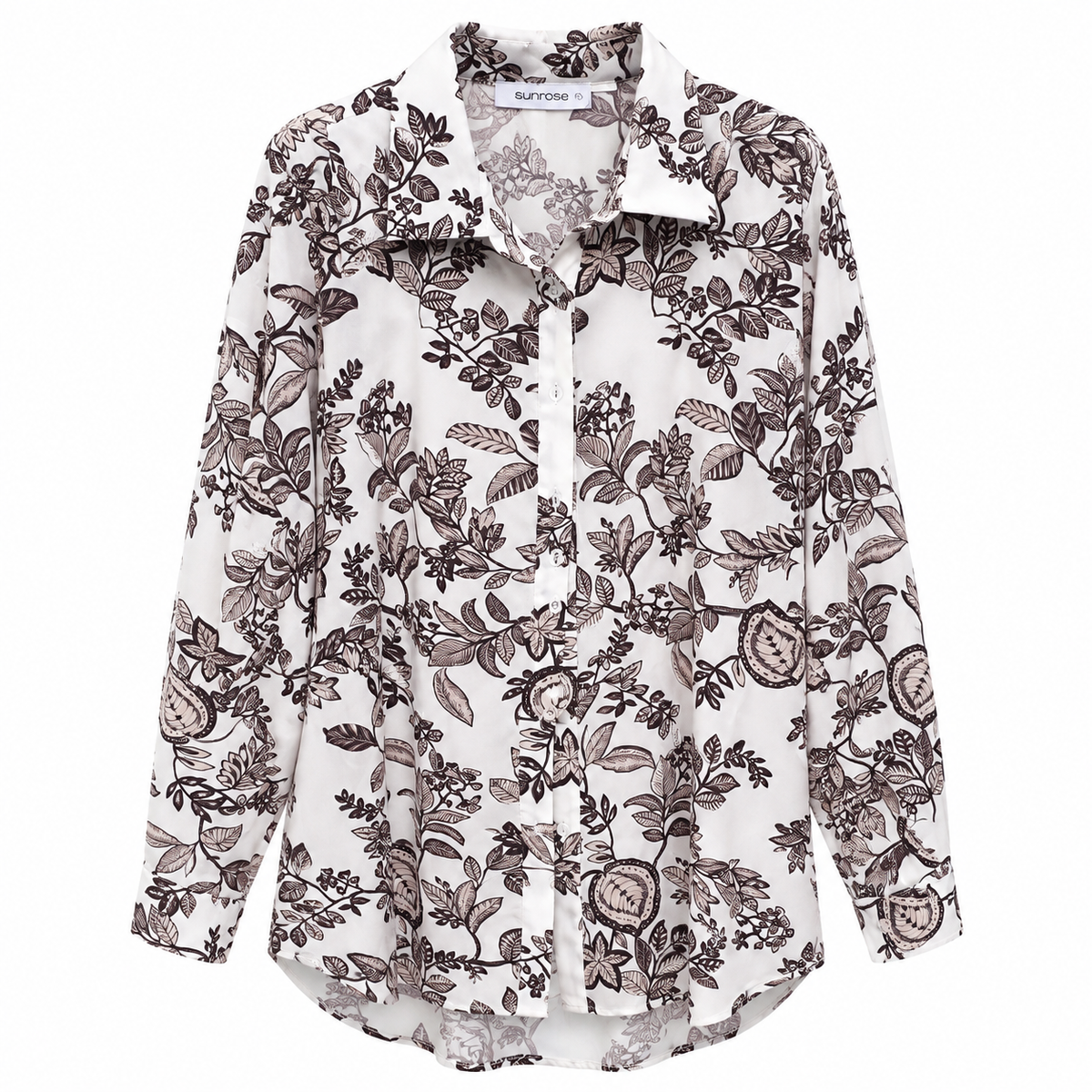Γυναικείο Floral Πουκάμισο Καφέ Plus Size