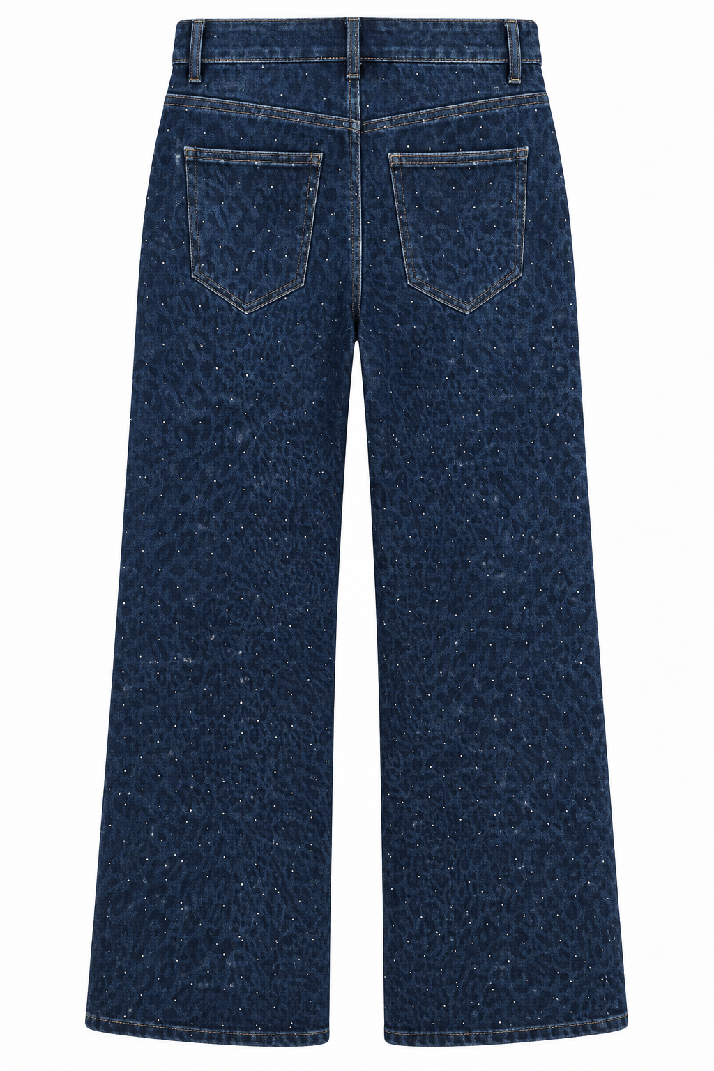 Γυναικείο Plus Size Wide Leg Τζιν Λεοπάρ με Στρας