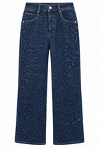 Γυναικείο Plus Size Wide Leg Τζιν Λεοπάρ με Στρας
