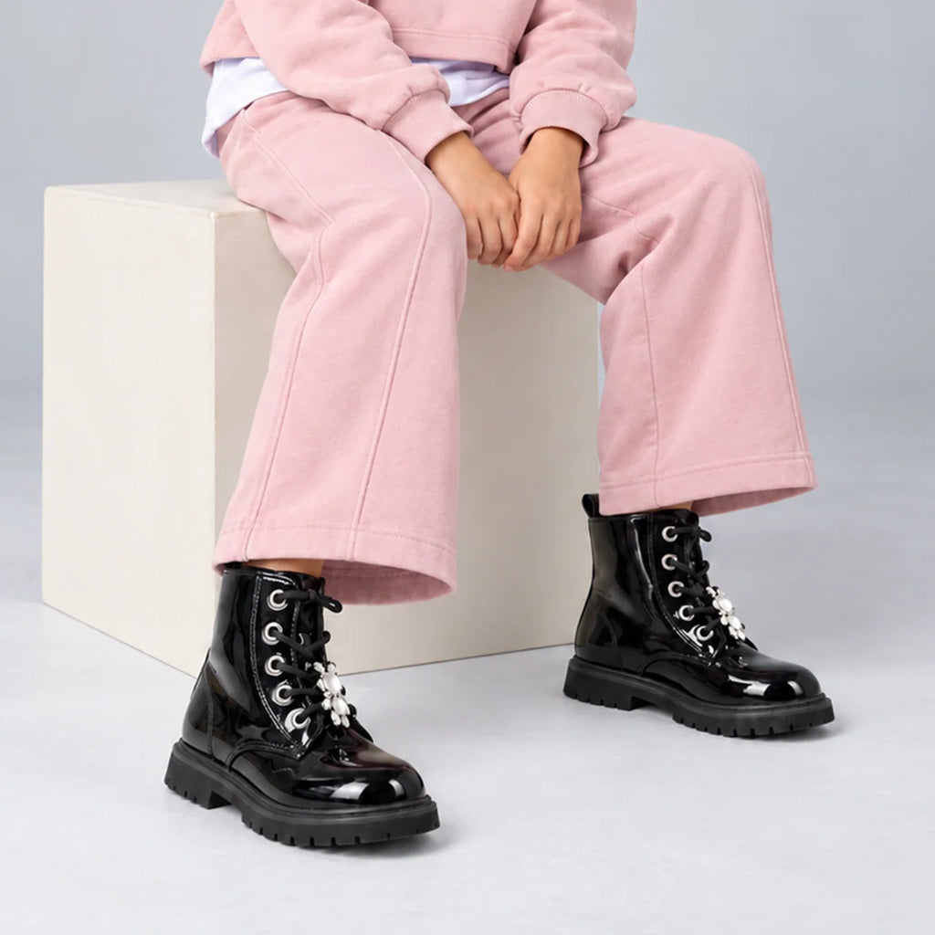 IQ KIDS 18.LILI-205 Μαύρο Αρβηλάκι Με Κορδονια Και Φερμουάρ Για Κορίτσια