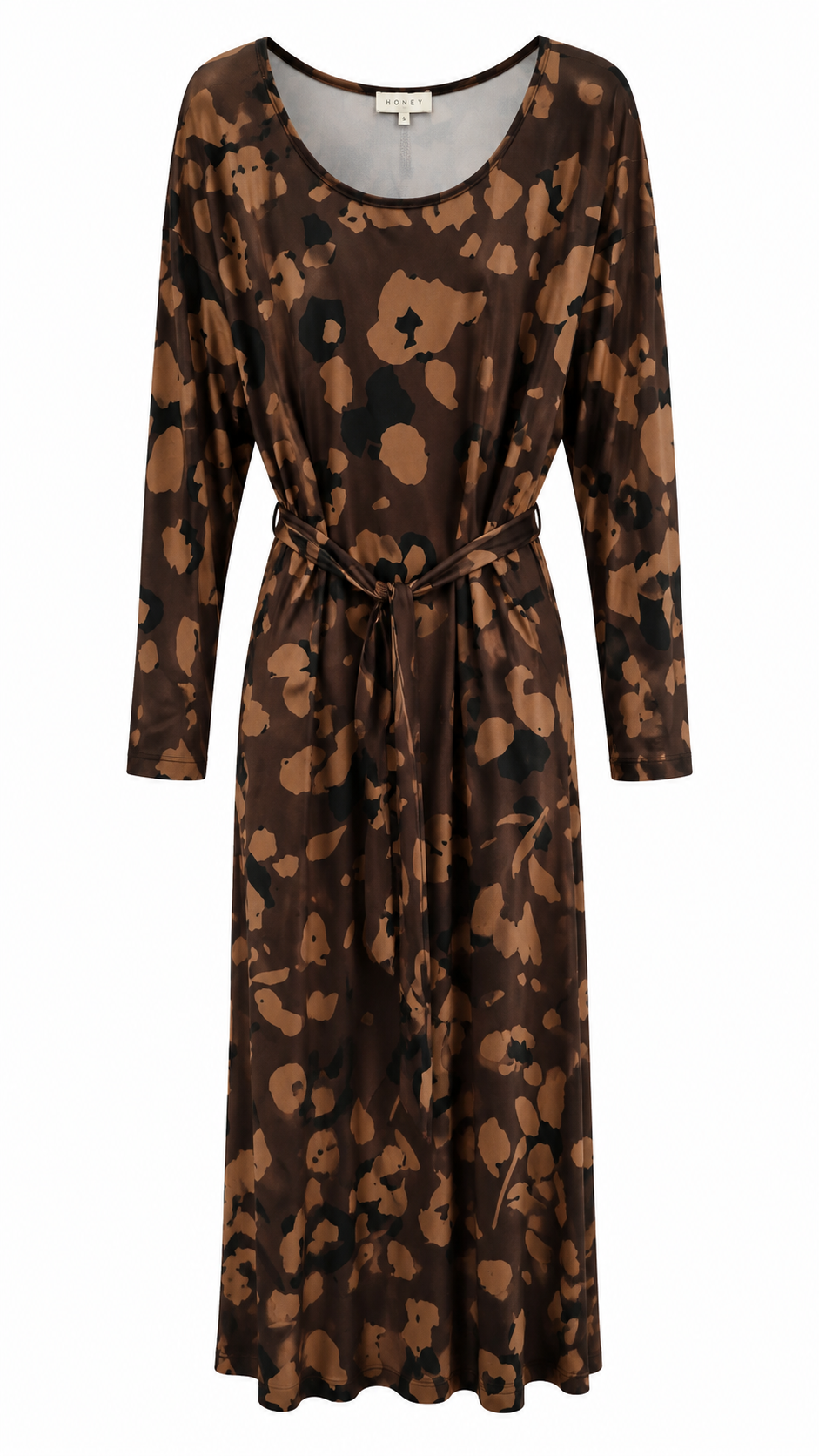 Animal Print Μάξι Φόρεμα Plus Size με Ζώνη