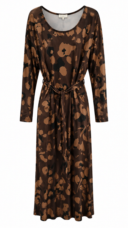 Animal Print Μάξι Φόρεμα Plus Size με Ζώνη