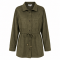 Suede-Look Σετ Shirt-Jacket και Παντελόνι
