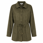 Suede-Look Σετ Shirt-Jacket και Παντελόνι